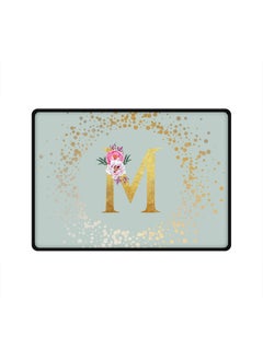Stylizedd Designer Gaming Mouse Pad Anti-Skid Mousepad Large Keyboard Mouse Pad Desk Mat Custom Monogram Initial Letter Floral Pattern Alphabet - M(Light Grey)  - Image 1