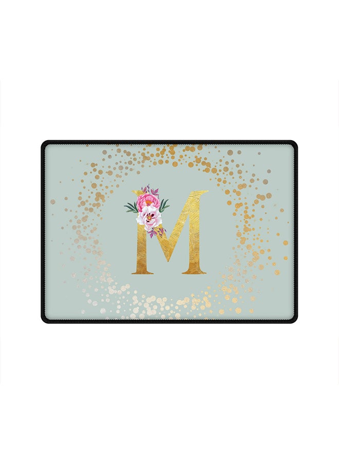 Stylizedd - Designer Gaming Mouse Pad Anti-Skid Mousepad Large Keyboard Mouse Pad Desk Mat Custom Monogram Initial Letter Floral Pattern Alphabet - M(Light Grey) - Image 1