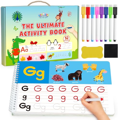 BenBen Preschool Learning Activities 52 Pages Tracing Books for Kids Ages 35 Kindergarten Workbooks Toddler Writing Practice Pre K Busy Book Educational Toys Autism Learning Materials - Image 1