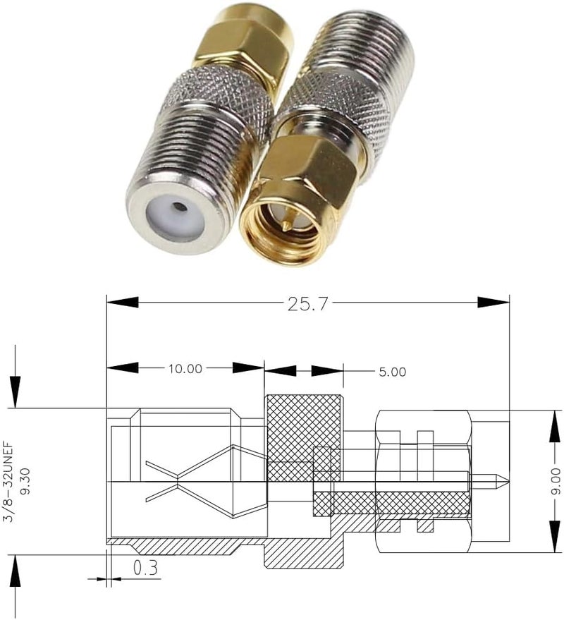 exgoofit F Type to SMA Male Female Coax Connector Coaxial Adapter 2 Sets 6 Pcs - Image 4