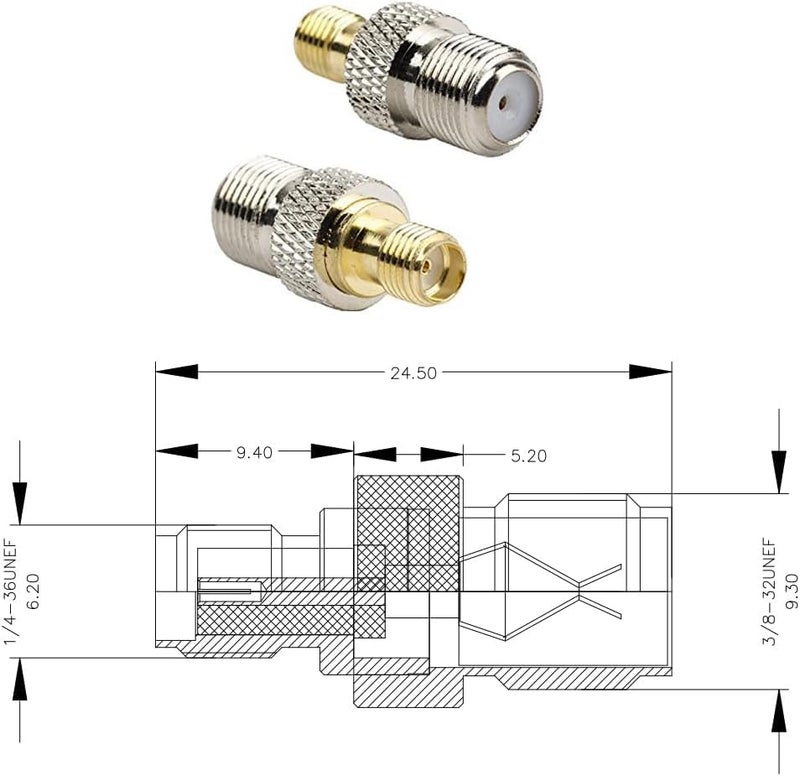 exgoofit F Type to SMA Male Female Coax Connector Coaxial Adapter 2 Sets 6 Pcs - Image 5