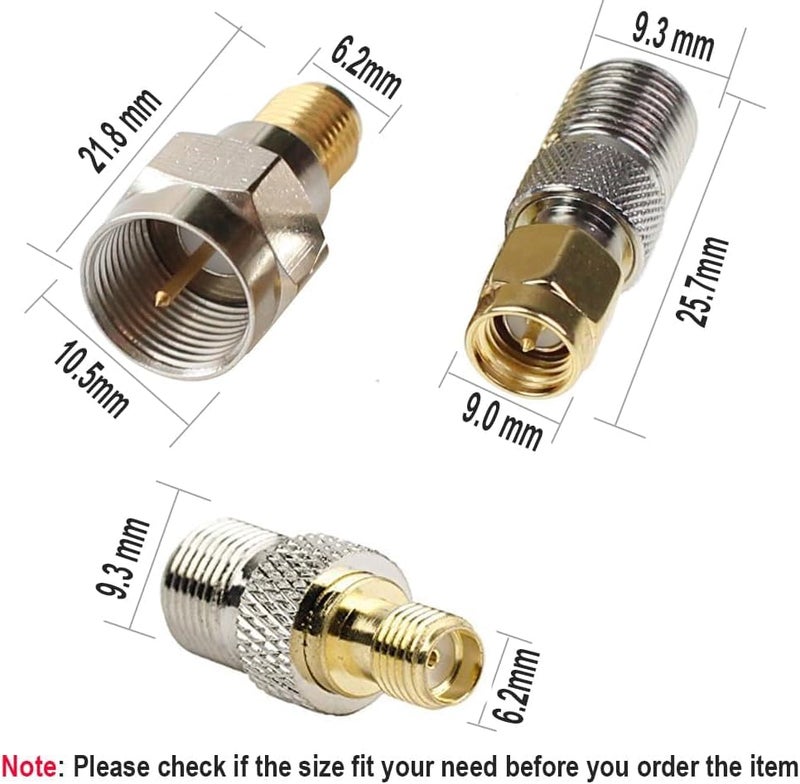 exgoofit F Type to SMA Male Female Coax Connector Coaxial Adapter 2 Sets 6 Pcs - Image 2