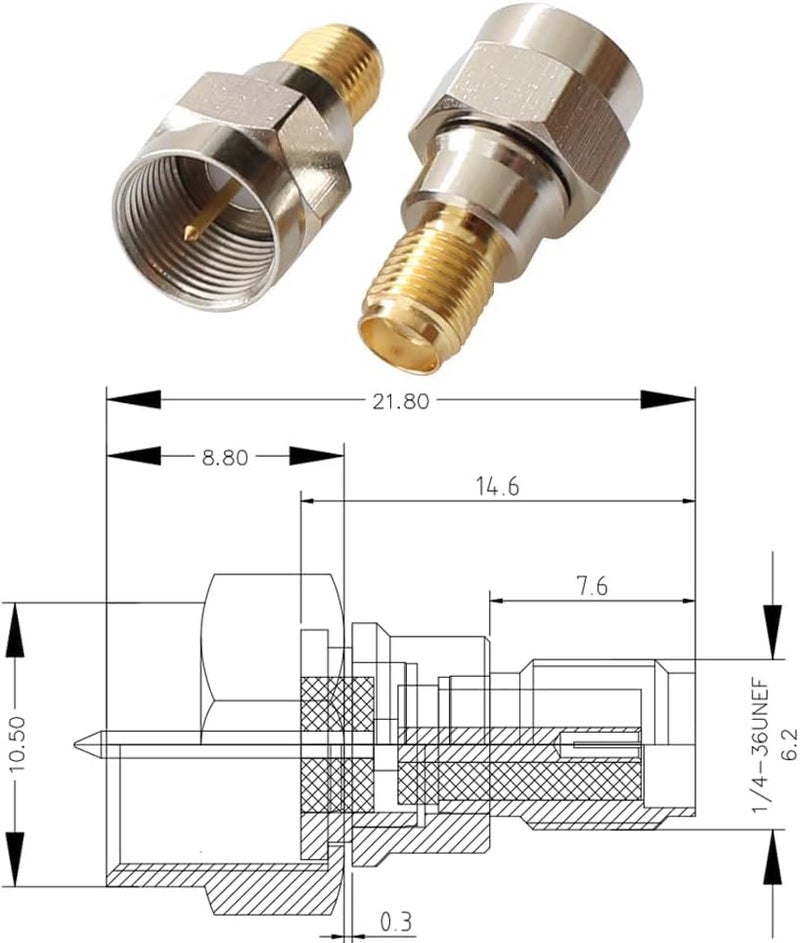 exgoofit F Type to SMA Male Female Coax Connector Coaxial Adapter 2 Sets 6 Pcs - Image 3