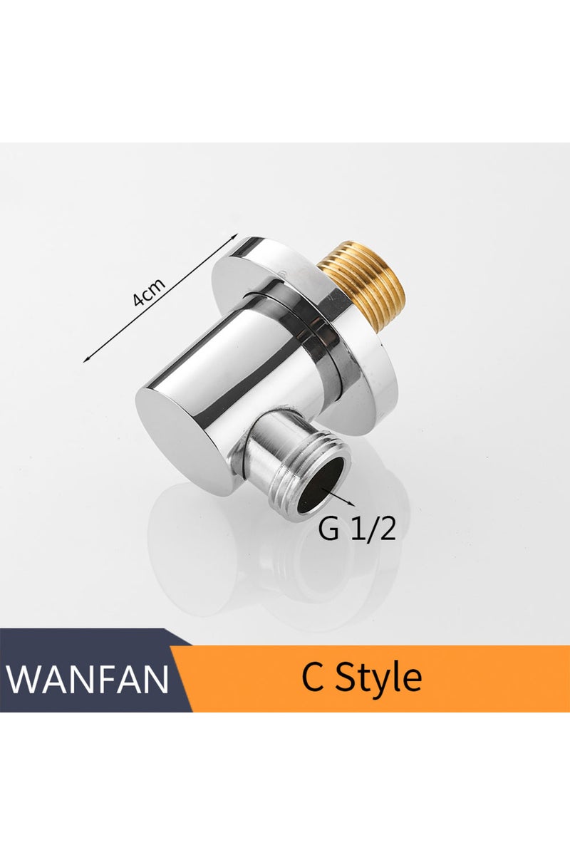 Chrome C Style Brass Diverter Valve 1/ 2 Way Water Separator Shower Tee Adapter Shower Head Diverter