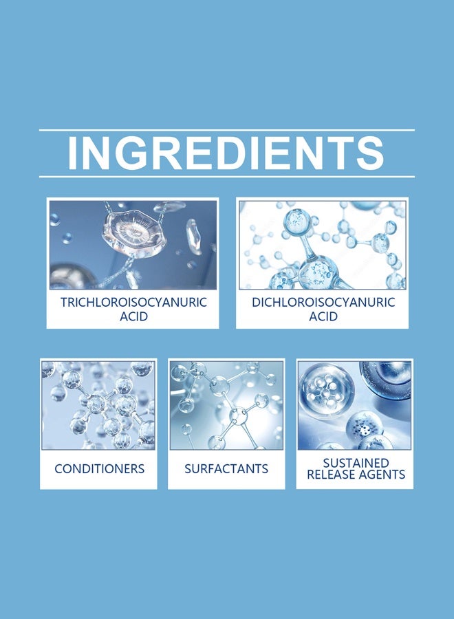 هوزونكس أقراص الكلور متعددة الوظائف 80 غرام، أقراص فوارة مع أداة تطبيق، لتطهير حمامات السباحة (عبوة واحدة من الأقراص) - Image 4