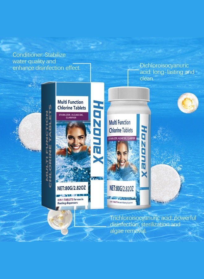 هوزونكس أقراص الكلور متعددة الوظائف 80 غرام، أقراص فوارة مع أداة تطبيق، لتطهير حمامات السباحة (عبوة واحدة من الأقراص) - Image 3