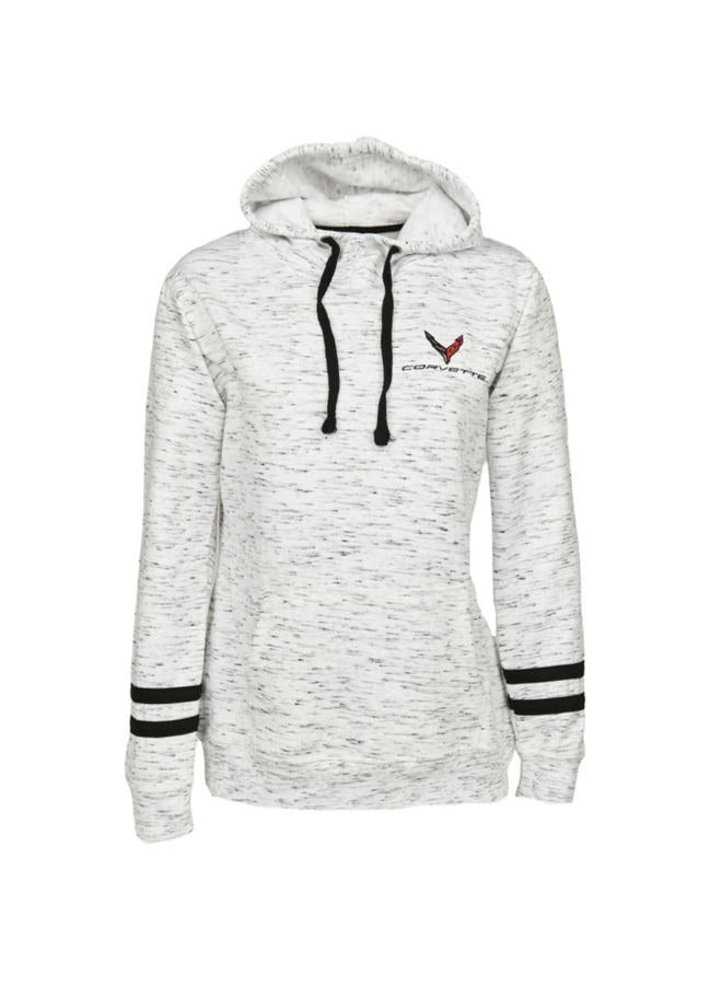 C8 Corvette Ladies Melange (Hoodie) Sweatshirt (Large, Light Gray with Black)