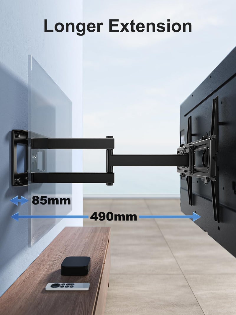 PERLESMITH TV Wall Bracket for 26-60 inch TVs, Swivel Tilt TV Bracket up to 40kg, 55 inch TV Wall Mount with Spirit Level, Max. VESA 400x400mm - Image 2