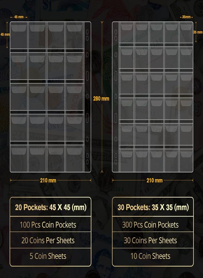 JoyHood Coin Collection Book Holder for Collectors - 400 Coins Pockets+15 Bills Pockets, Coin Collection Organizer Storage Box Case Album for 20/25/ 27/30/ 38mm Coin - Image 5