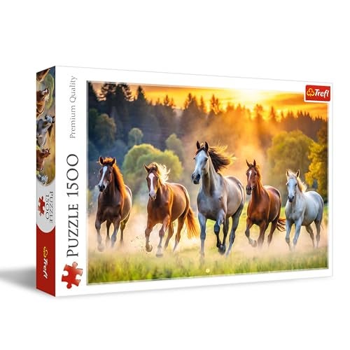 Trefl Wild Horses 1500 Piece Jigsaw Puzzle Red 33"x 23" Print, DIY Puzzle, Creative Fun, Classic Jigsaw for Adults and Children from 14 Years Old - Image 1