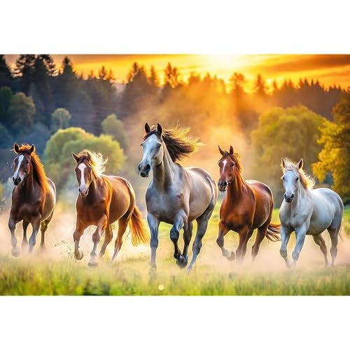 Trefl Wild Horses 1500 Piece Jigsaw Puzzle Red 33"x 23" Print, DIY Puzzle, Creative Fun, Classic Jigsaw for Adults and Children from 14 Years Old - Image 2