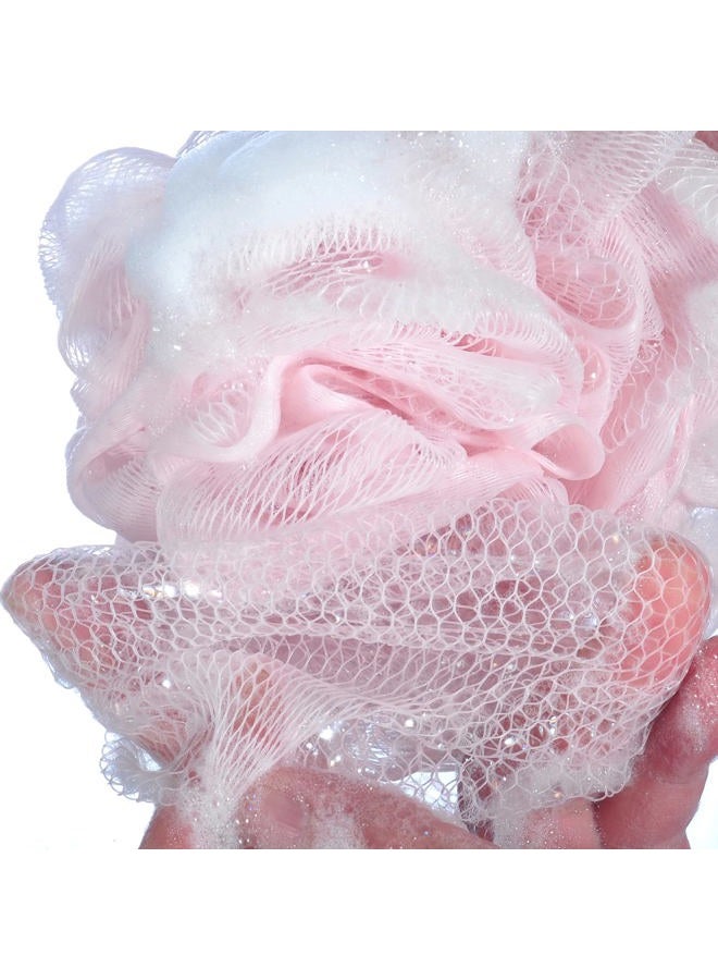 iboodi 60g/pcs Pink Mesh Bath Sponge Shower Pouf Loofahs Shower Puff Pack of 4 (Pink) - Image 5