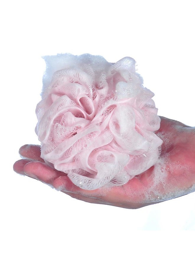 iboodi 60g/pcs Pink Mesh Bath Sponge Shower Pouf Loofahs Shower Puff Pack of 4 (Pink) - Image 4