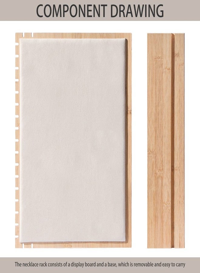 Julysky Bamboo Necklace Display Stand for Selling,Chain Necklace Holder Rack for Show,Jewelry Organizer (beige velvet) - Image 3