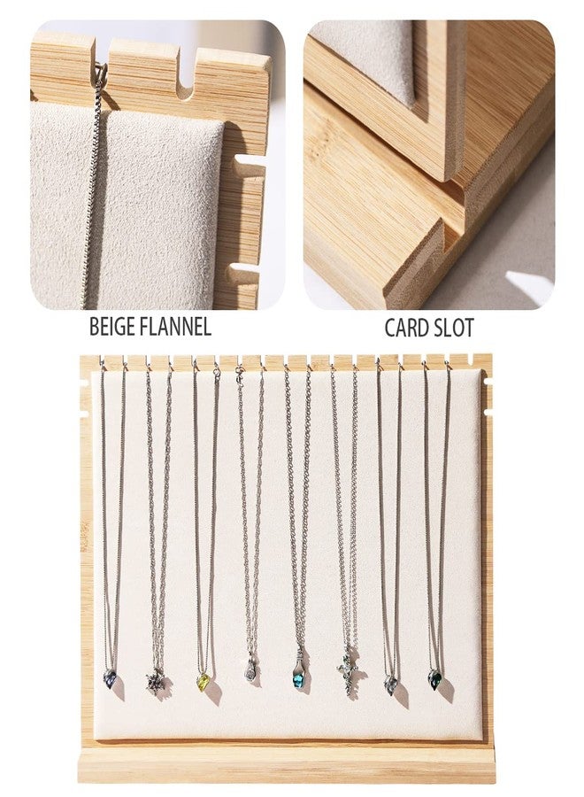 Julysky Bamboo Necklace Display Stand for Selling,Chain Necklace Holder Rack for Show,Jewelry Organizer (beige velvet) - Image 2