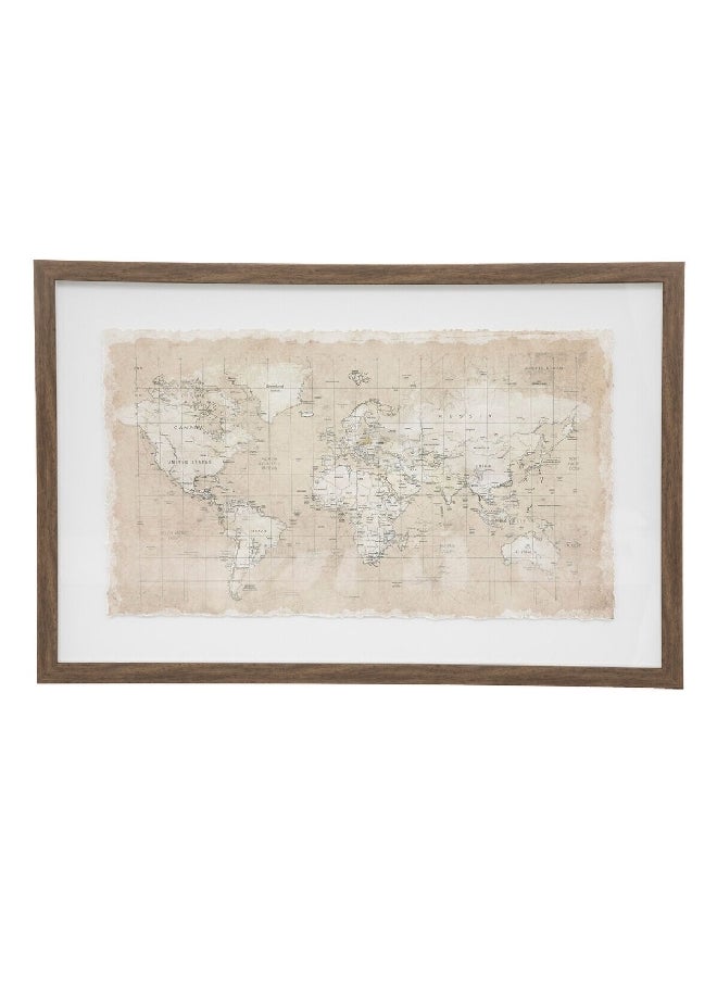 اتموسفيرا - 193225 تيري لوحة حائط بخريطة العالم إطار خشبي متعدد الألوان 60 x 40 سم - Image 1