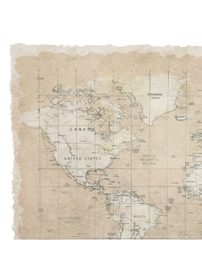 اتموسفيرا - 193225 تيري لوحة حائط بخريطة العالم إطار خشبي متعدد الألوان 60 x 40 سم - Image 1