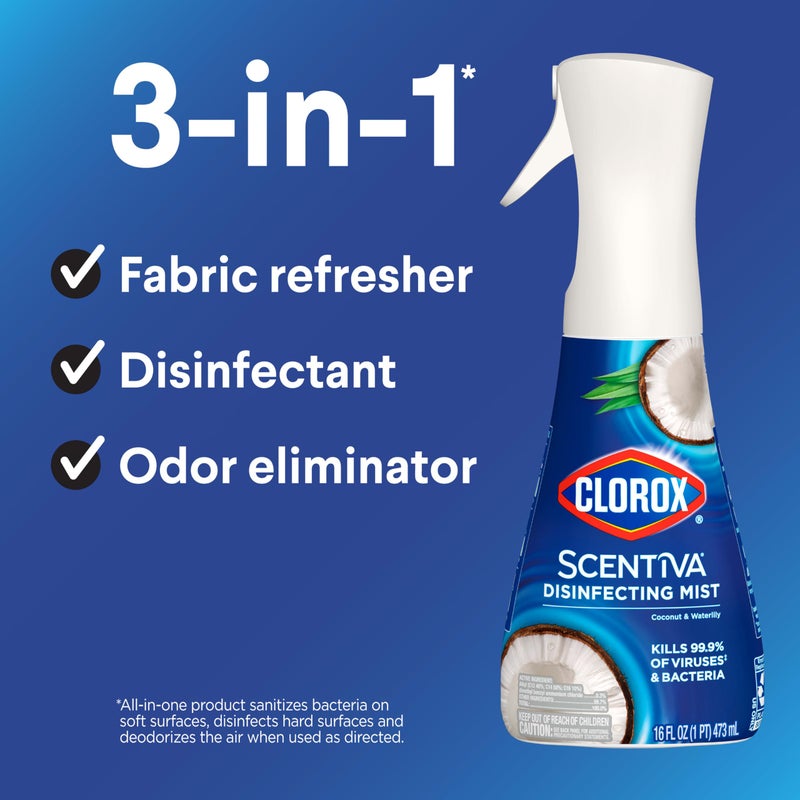 Clorox Scentiva Disinfecting Mist, Coconut and Waterlily, 1 Spray and 1 Refill, 16 oz Each - Image 3