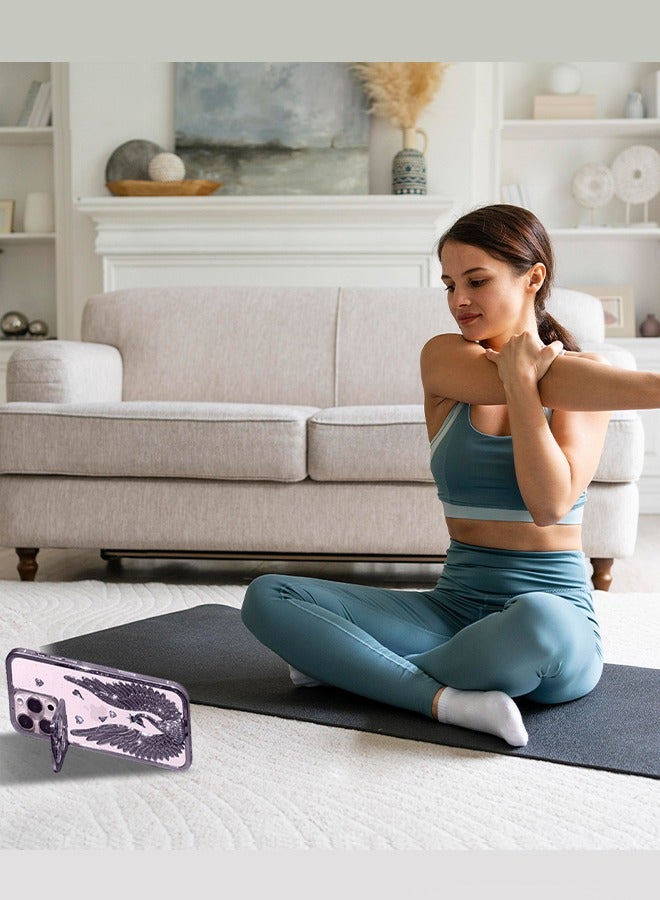 CATANES iPhone 15 Pro Max Bling Case Peacock Glitter Hard TPU Shockproof Protection Cover With Kickstand for Women Girls Purple - Image 5