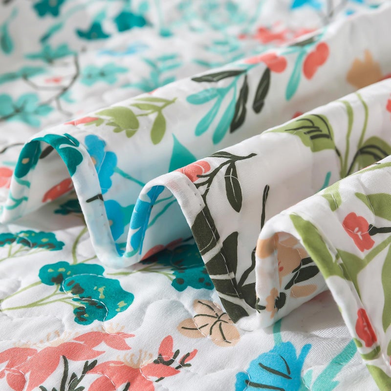 BEDIFANY King Size Quilt Bedding Set - Cotton Filling Lightweight Reversible Bedspread with Botanical Floral Pattern, Farmhouse Bed Coverlet for All Seasons, 3-Piece Set (98x106 Inches) - Image 4