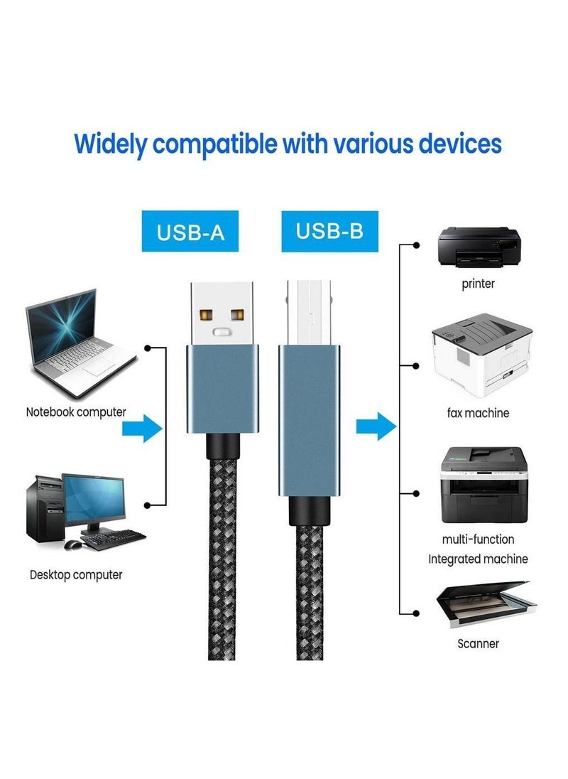 Generic - Usb A 2.0 Square Port Printer Cable For Computer Nylon Braided Printer Scanner Cord For Printer Cord Scanner - Image 1