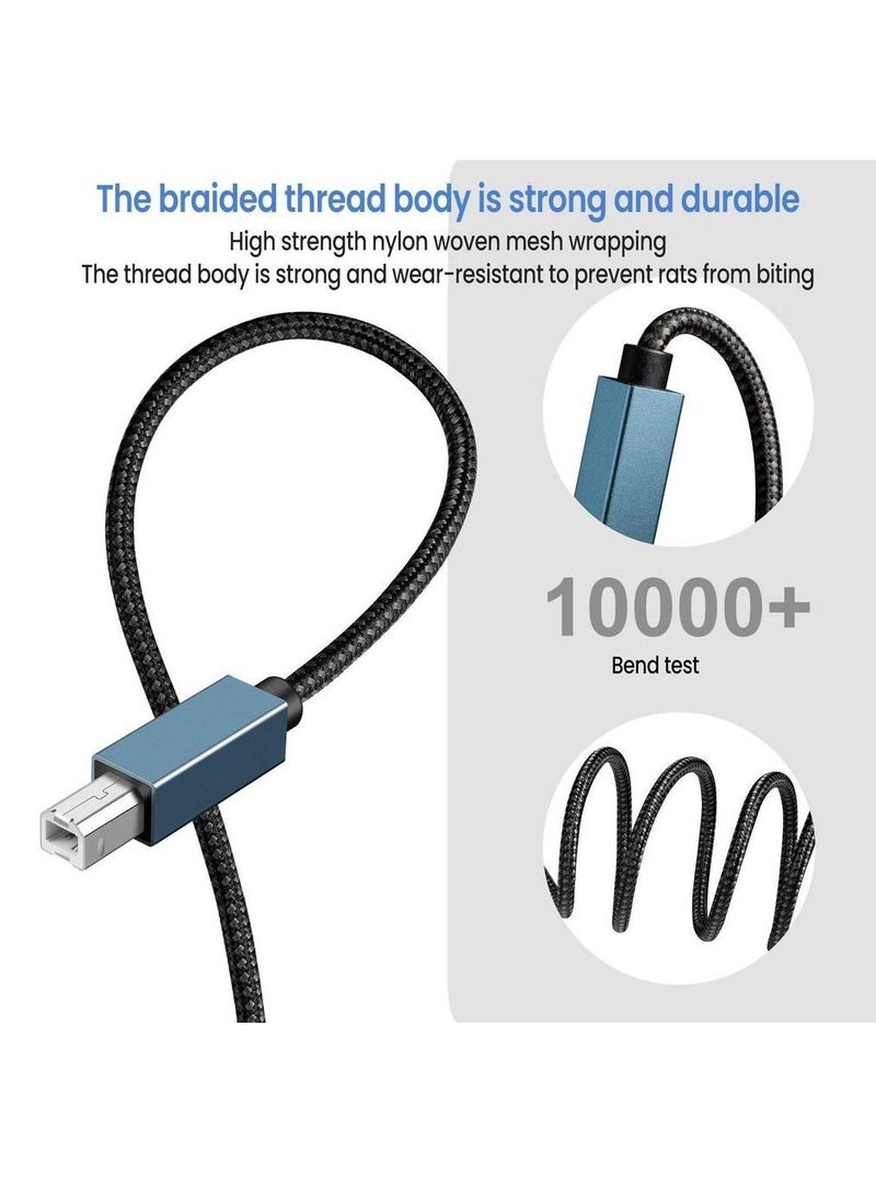 Generic - Usb A 2.0 Square Port Printer Cable For Computer Nylon Braided Printer Scanner Cord For Printer Cord Scanner - Image 1