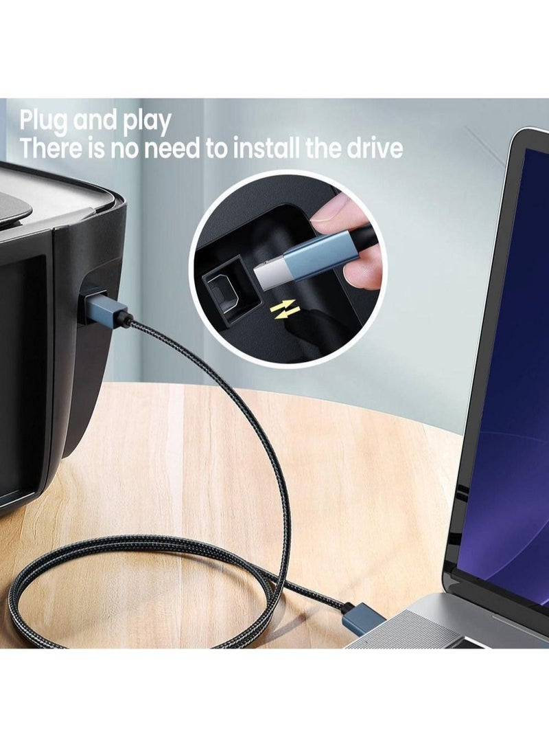 Generic - Usb A 2.0 Square Port Printer Cable For Computer Nylon Braided Printer Scanner Cord For Printer Cord Scanner - Image 1