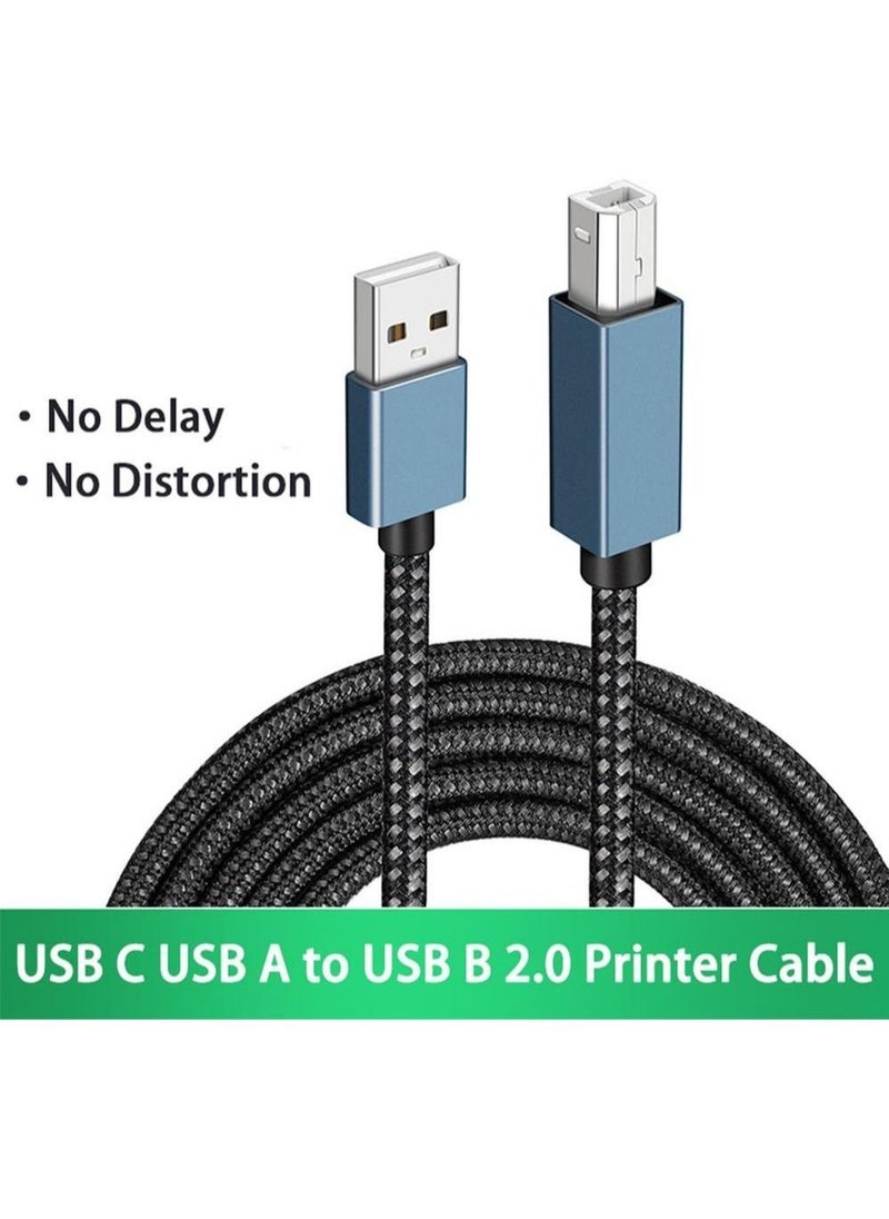 Generic - Usb A 2.0 Square Port Printer Cable For Computer Nylon Braided Printer Scanner Cord For Printer Cord Scanner - Image 1