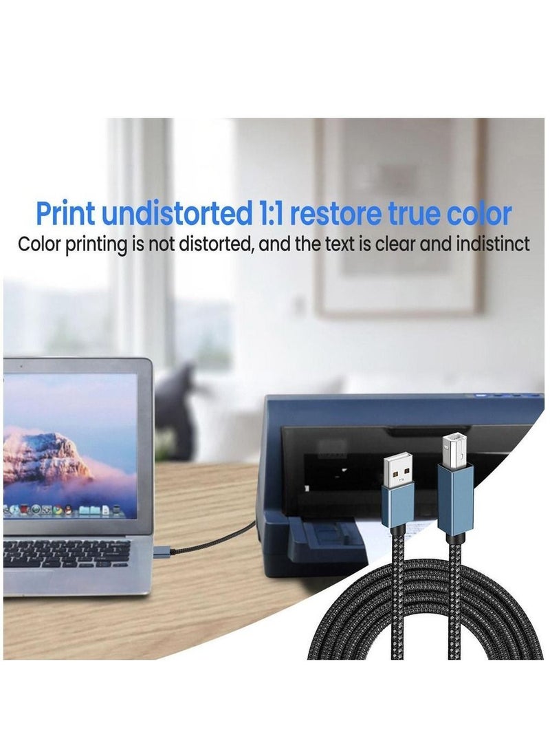 Generic - Usb A 2.0 Square Port Printer Cable For Computer Nylon Braided Printer Scanner Cord For Printer Cord Scanner - Image 1