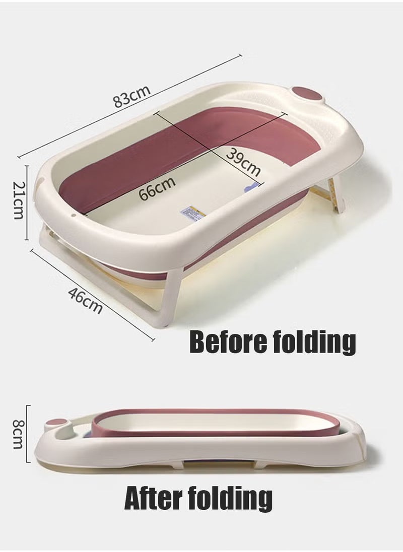 MIXDE Baby Bathtub Set with Temperature Sensing Thermometer and Baby Special Bath Bed Newborn Sitting and Lying Large Safety Bathtub  - Image 2