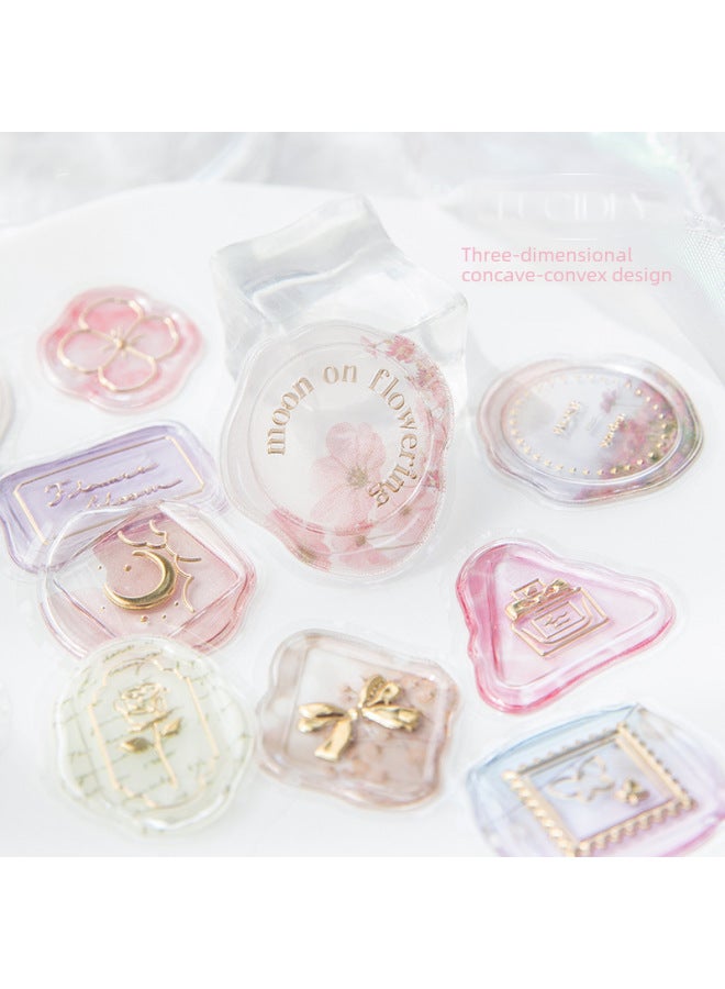 Planwith Gilding Candy Fire Paint Seal Stickers Special-shaped Three-dimensional Epoxy Hand Account Decorative Stickers Envelope Sealing Fire Paint Stickers - Image 2