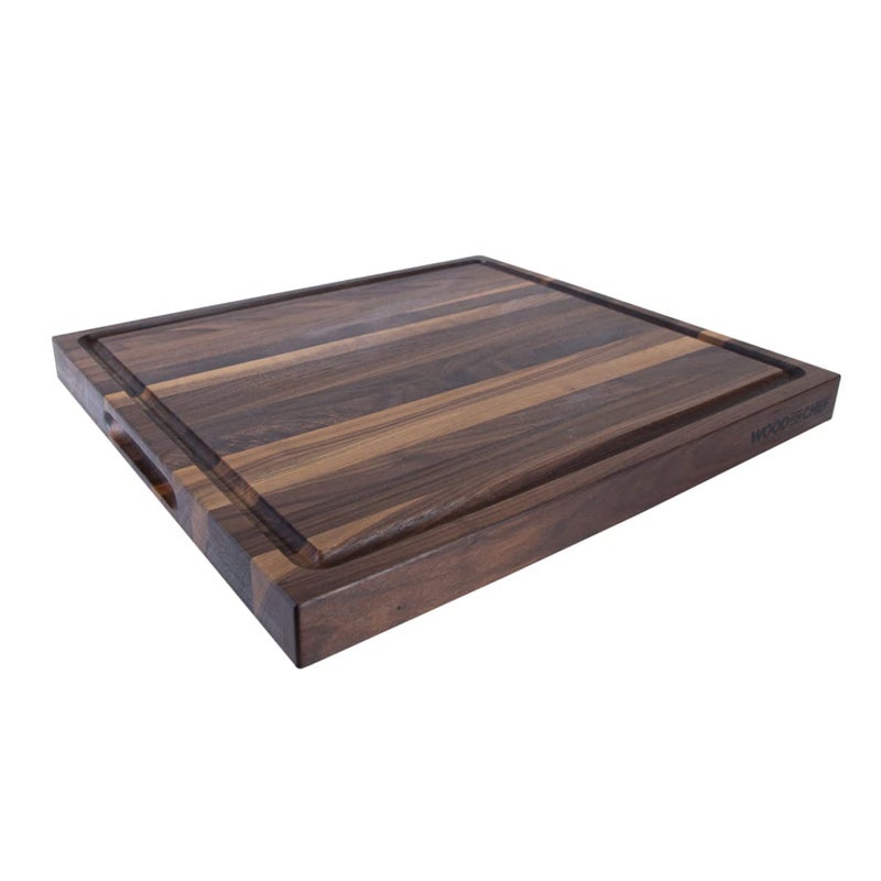 WoodForChef Large Cutting Board from American Walnut  A Butcher Block with Juice Groove for Easy Cutting of Meat and Juicy Veggies  Walnut Chopping Board  20x16x15 inches 