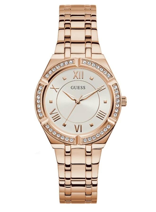 Guess Cosmo Diamonds Silver Dial Rose Gold Steel Strap Watch For Women - GW0033L3 - Image 1