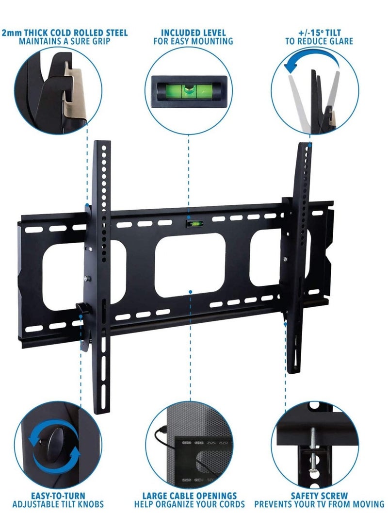 BGM Tilting TV Wall Mount Bracket For Samsung Sony Vizio LG Panasonic TCL Element 32 40 42 47 50 55 60 65 Inch TVs VESA 200x200 400x400 600x400, 750x450 Compatible Premium Tilt 175 Lbs Capacity  - Image 4