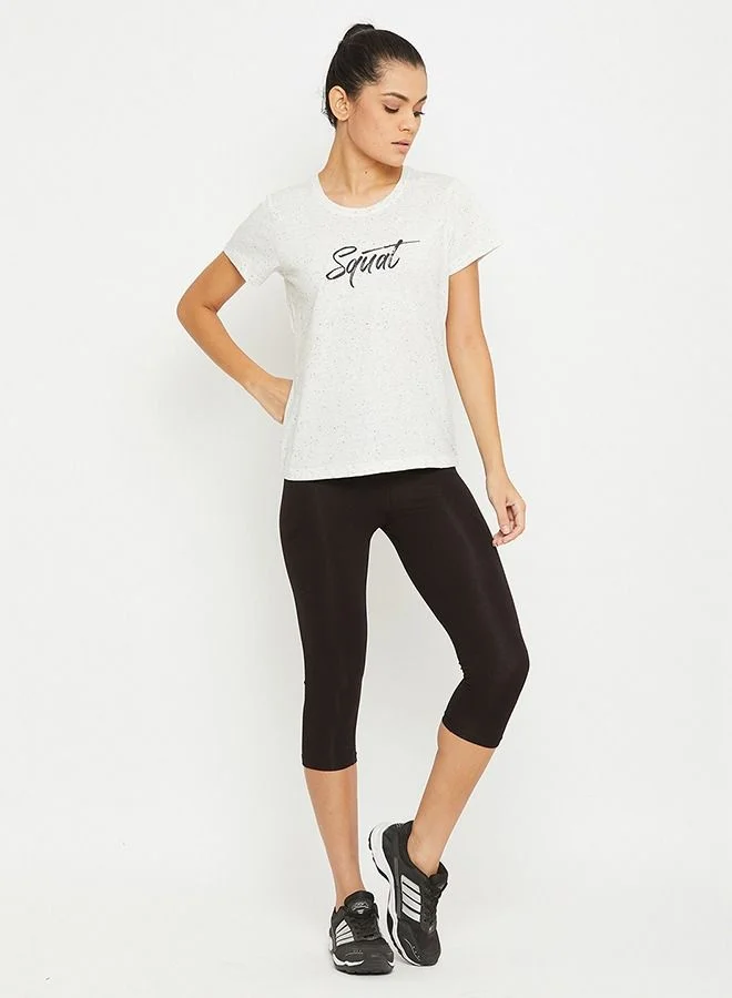 كلوفيا Clovia Comfort Fit Active Text Print T-shirt in White