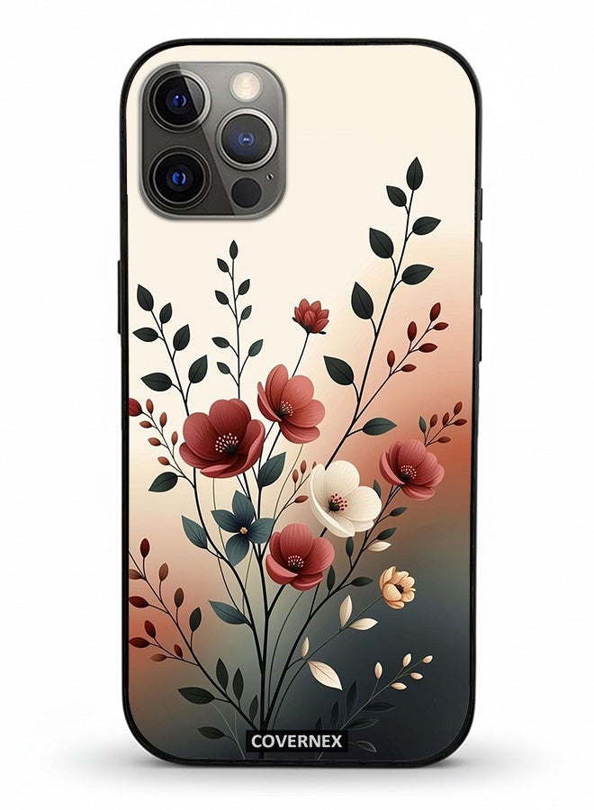 Covernex Apple iPhone 12 Pro Protective Case Cover Printed Featuring Elegant Soft Pastel Florals - Image 2