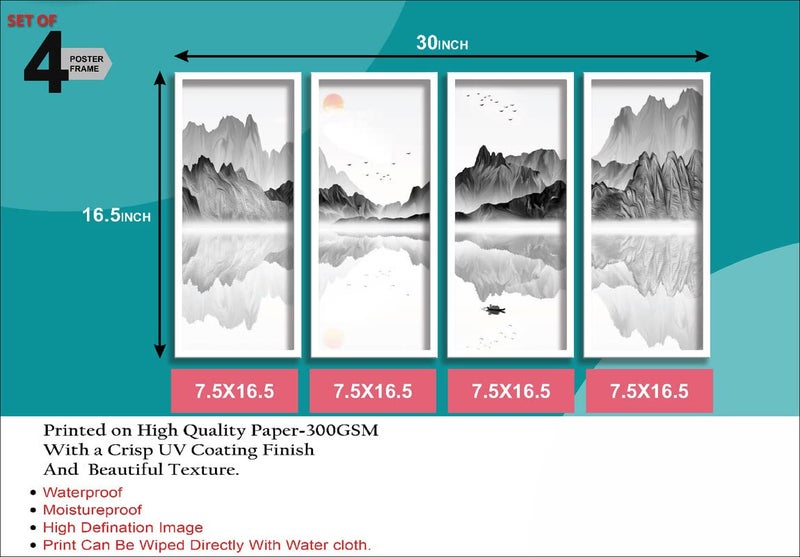 SAF paintings Set of 4 Premium modern art White Frame Wall Painting for Home decoration 30 inch x 16.5 inch COMBO-110-LP4 - Image 3