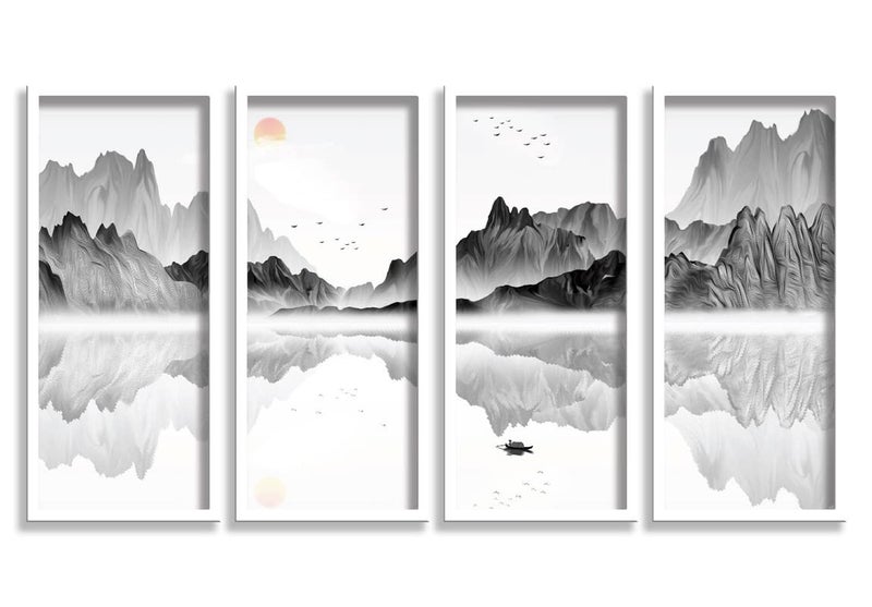 SAF paintings Set of 4 Premium modern art White Frame Wall Painting for Home decoration 30 inch x 16.5 inch COMBO-110-LP4 - Image 2