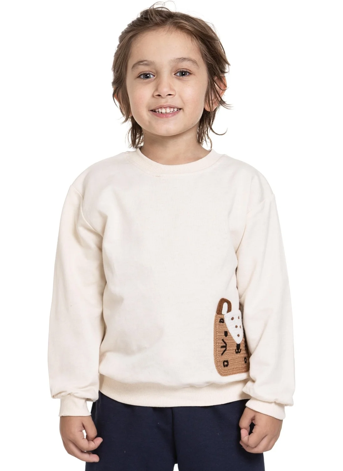 Zepkids Pocket Detailed Stone Colored Boy's Sweatshirt