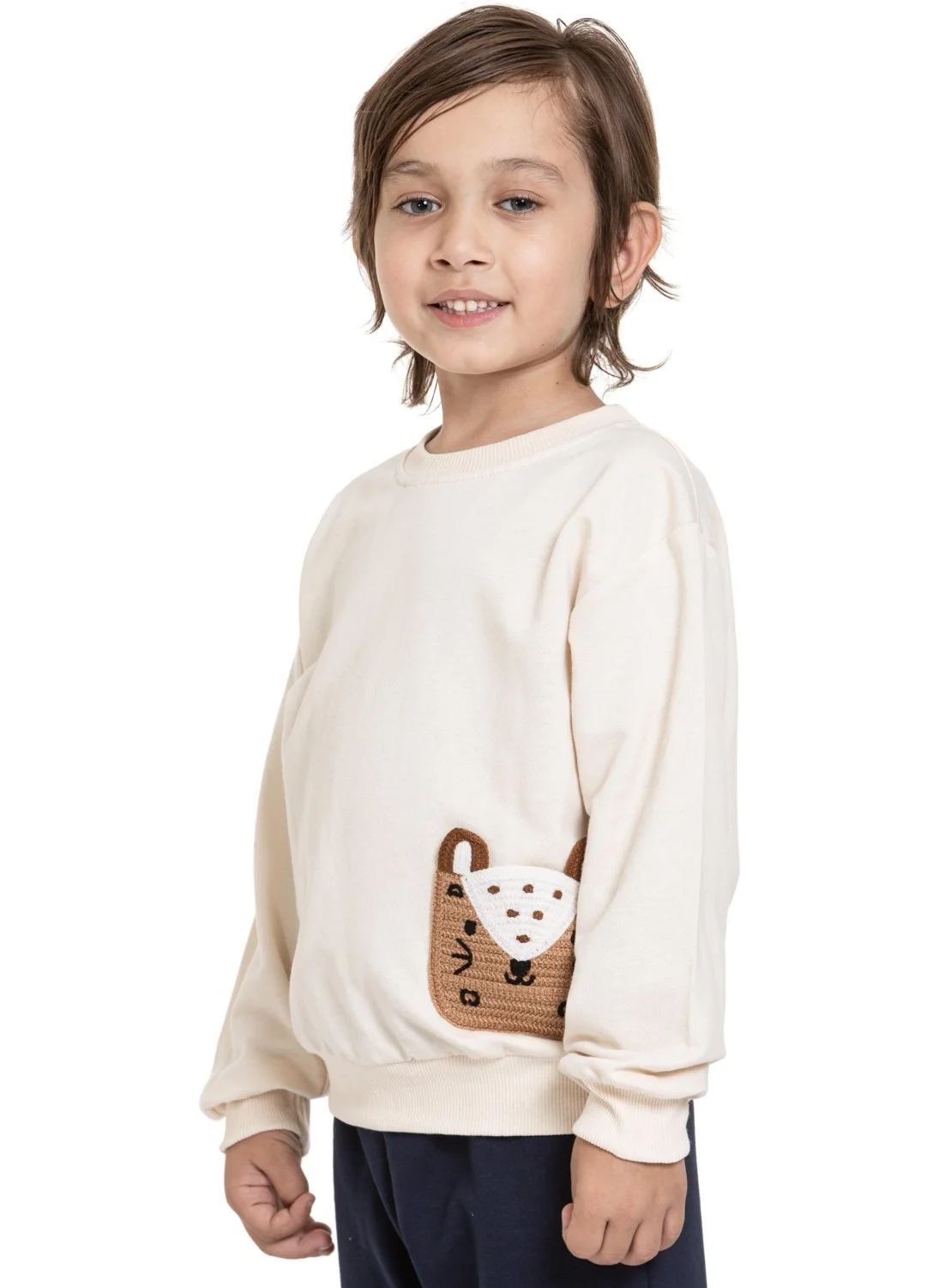 Zepkids Pocket Detailed Stone Colored Boy's Sweatshirt