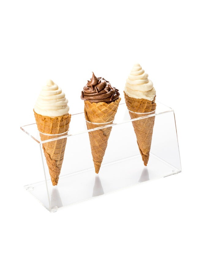 Restaurantware Clear Tek 7.1 x 2.8 x 3.2 Ice Cream Cone Holder, 1 Premium Popcorn Cone Holder - Cones Are Sold Separately, 3 Holes, Clear Acrylic Cone Stand, Display Candy Or French Fries - Image 2