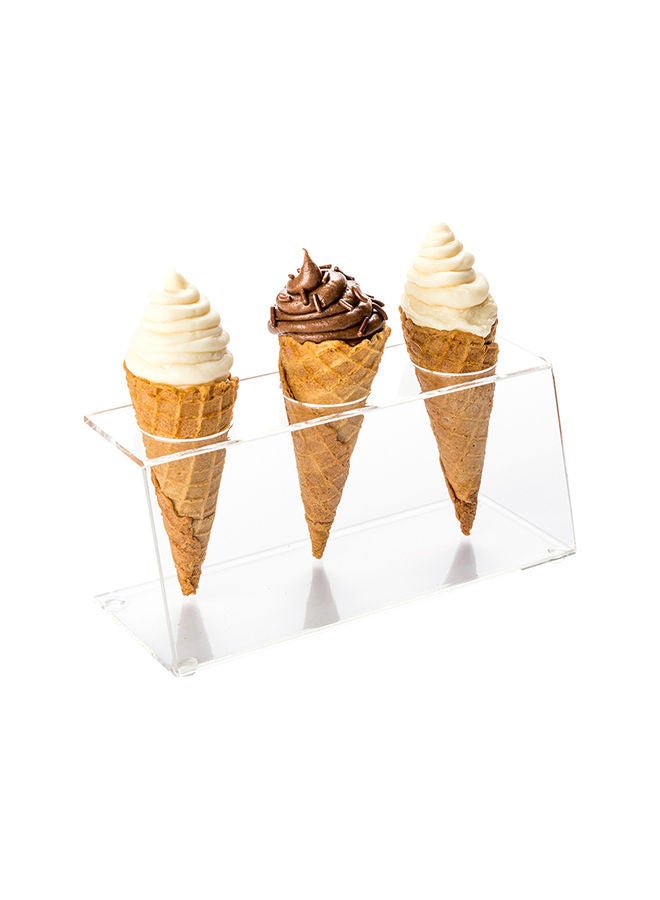 Restaurantware Clear Tek 7.1 x 2.8 x 3.2 Ice Cream Cone Holder, 1 Premium Popcorn Cone Holder - Cones Are Sold Separately, 3 Holes, Clear Acrylic Cone Stand, Display Candy Or French Fries - Image 4