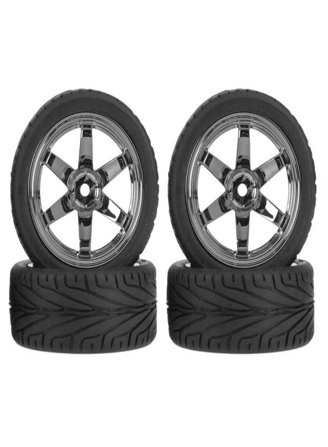 LAFEINA 4PCS 1:10 RC Tires and Plastic Wheels Rims for 1/10 Scale On Road Touring Racing Drift Car HSP HPI Tamiya (Gray) - Image 2