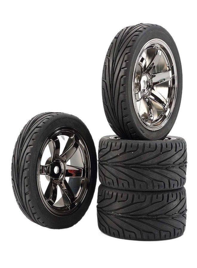 LAFEINA 4PCS 1:10 RC Tires and Plastic Wheels Rims for 1/10 Scale On Road Touring Racing Drift Car HSP HPI Tamiya (Gray) - Image 5