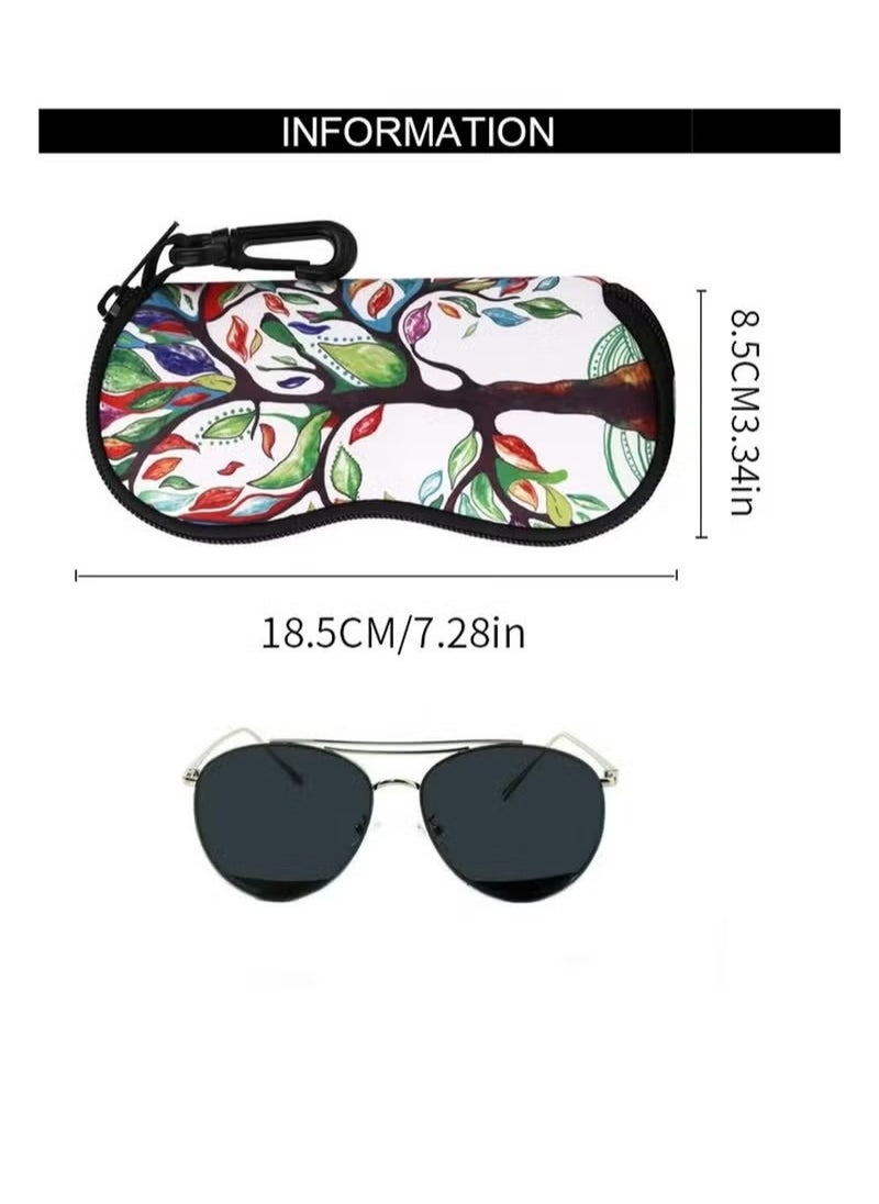 Generic Zipper Eyeglass Case, Soft Sunglasses Pouch, Portable Travel Spectacle Case with Clip for Girl and Women  - Image 2