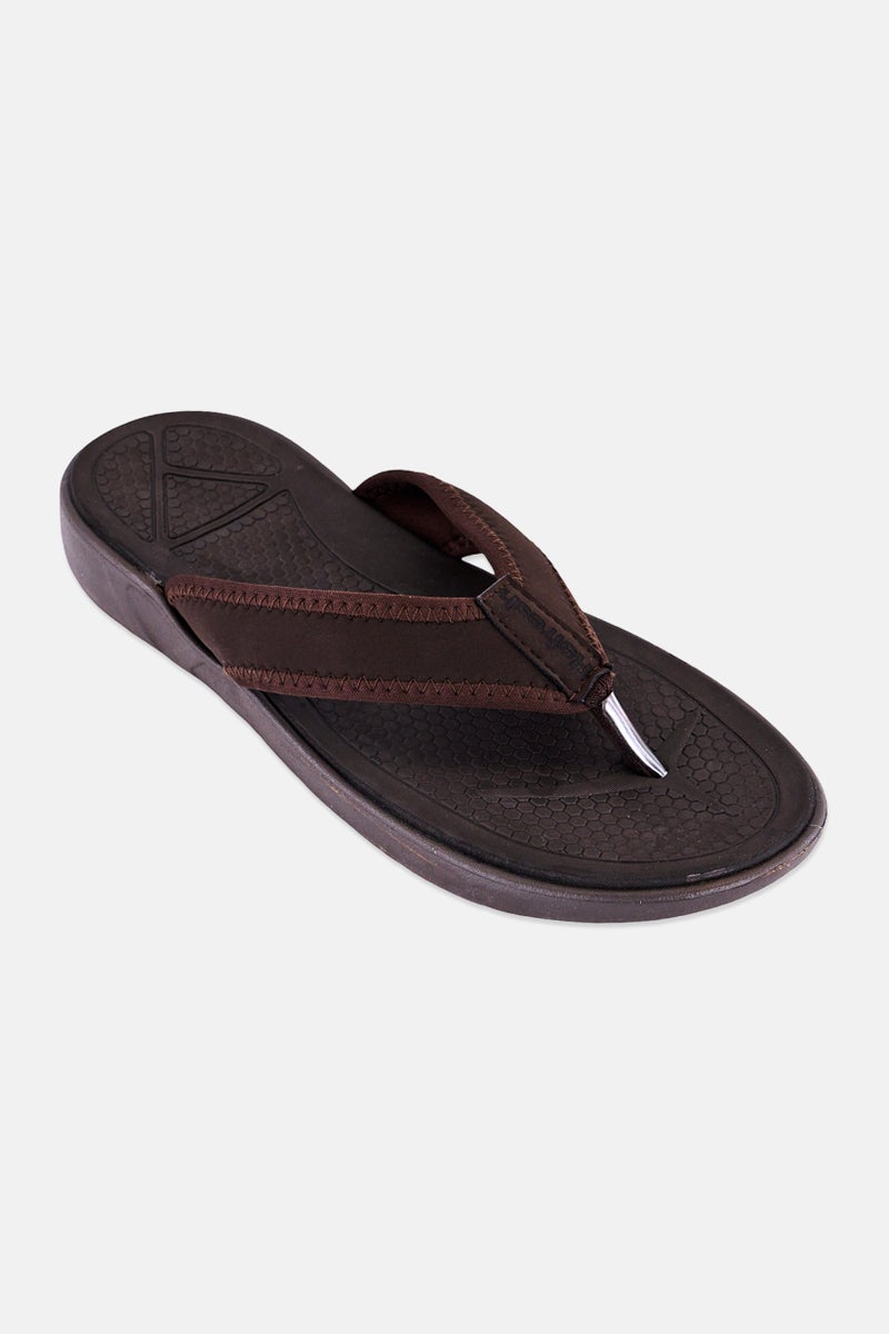 REFRESH Men Brand Logo Slip On Slippers, Dark Brown - Image 1
