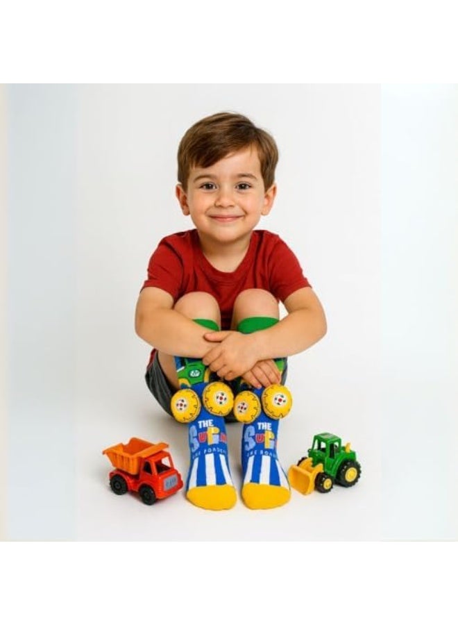 Glitters Funky 3D High Socks for Kids & Teens | Off-Road Truck Cartoon Knee-High Socks | 3D Wheel Design | Soft Stretchable Fabric - Image 5