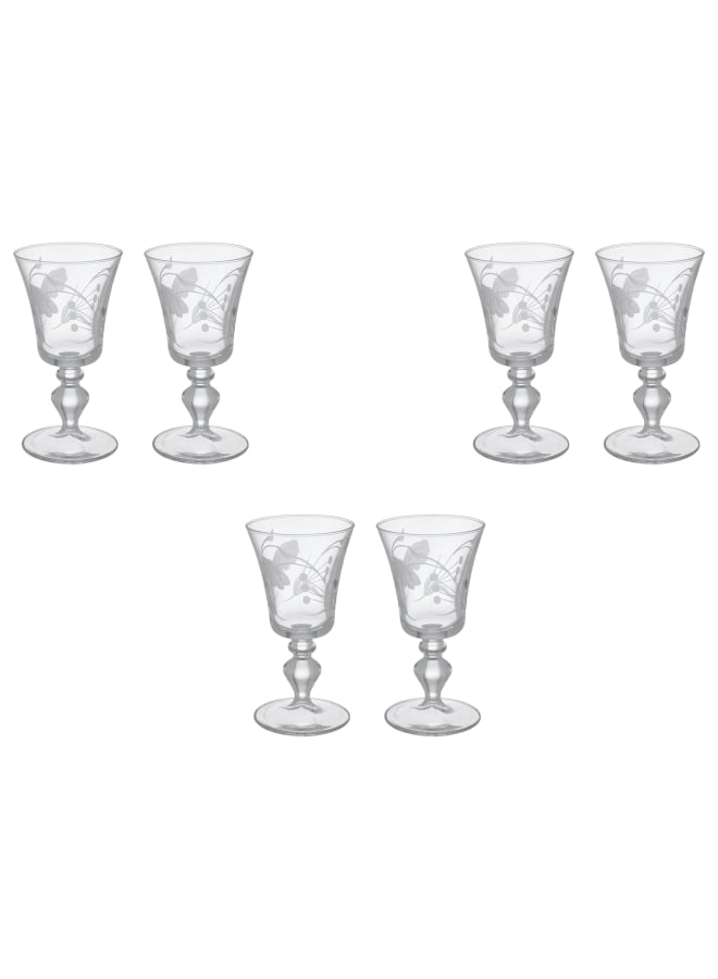 Pasabahce Decorated Goblet Glass Set 6 Pieces - 195 - Glass clear 195ml - Image 1