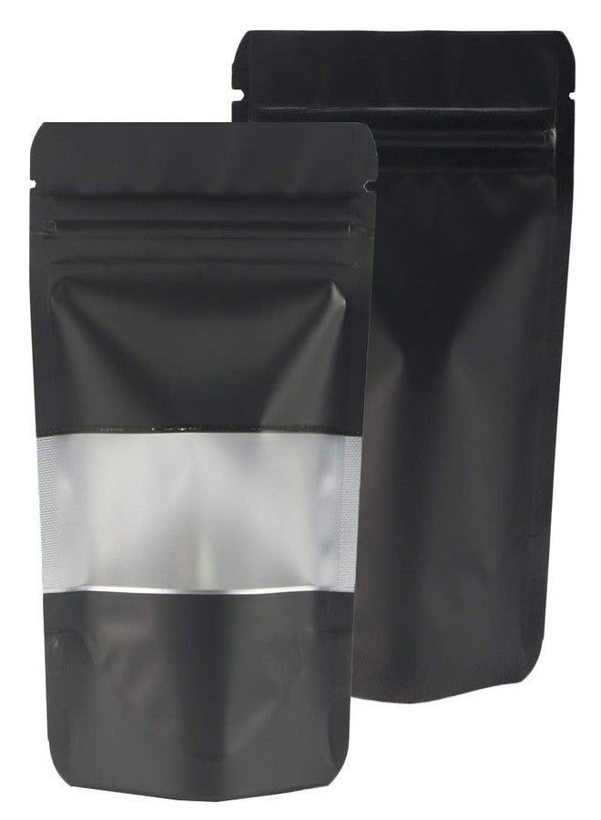 QQ Studio 100 Matte Metallic Color with Frosted Window Display Stand-Up Resealable QuickQlick Bags (6.3" x 9.4", Matte Black) - Image 1