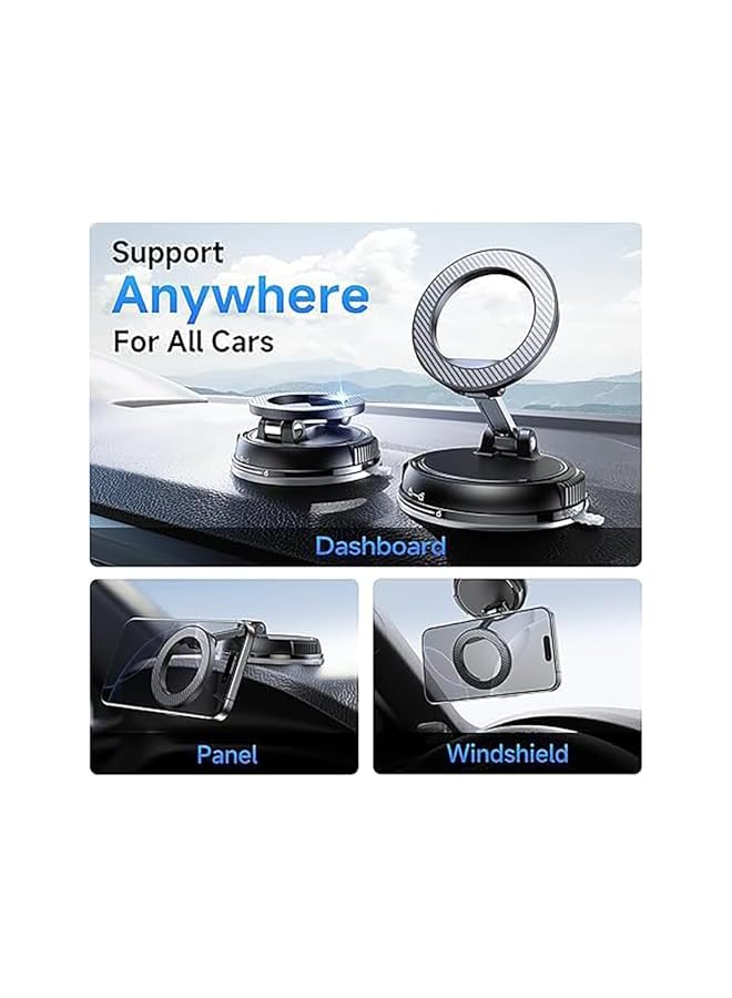 S-TOP Car Phone Mount, 360° Magnetic Vacuum Suction Cup Holder, Compatible for i-Phone, Adjustable Folding Arm for Mag/Safe Cell Phone Holders for Your Car/Gym/Mirror Mount Ultra Suction Cup Phone Mount - Image 2